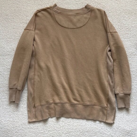 Aerie Oversized Tan Washed Sweatshirt Crewneck Slouchy Cozy Womens Size S Boho - Picture 2 of 8